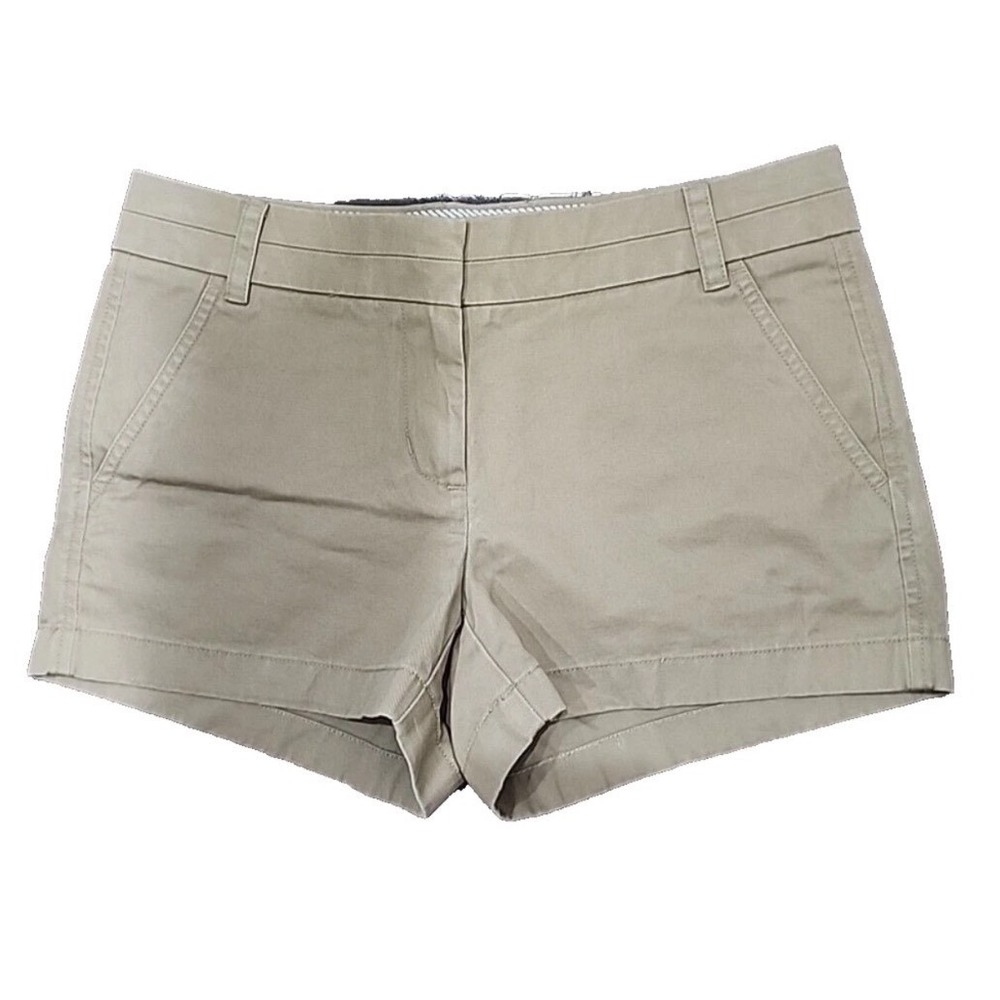 J Crew Broken-In Chino Shorts Womens 8 Khaki Cotton Mid Rise Casual 4.5" Inseam